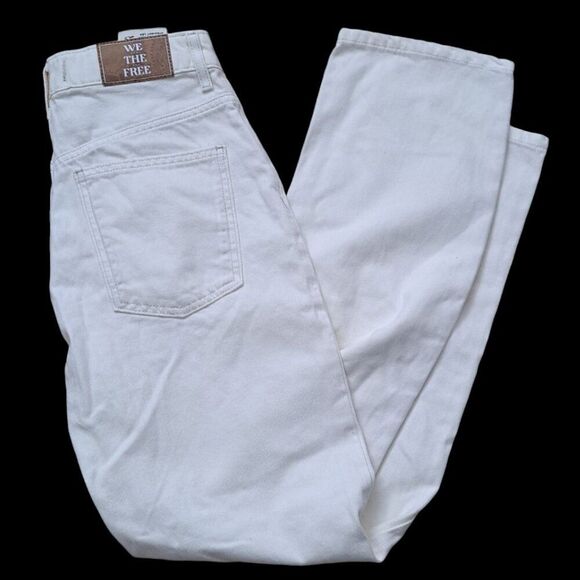 We The Free Ivory White The Pacifica High Rise Slim Straight Leg Denim Jeans 25 - Picture 3 of 11